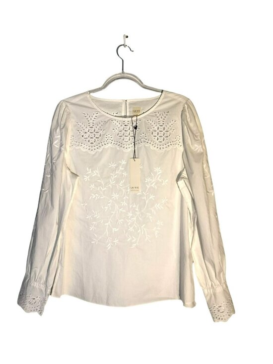 La Vie Rebecca Taylor Tops - NWT La Vie Rebecca Taylor Embroidered Eyelet Cotton Poplin Blouse Size XL